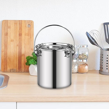 Stainless Steel Sealed Bucket Transport Container with Lid Cater Stew Soup Boiling Soup Pot Storage Bucket for Household Cafe, 17.5 cmx17.5 cm