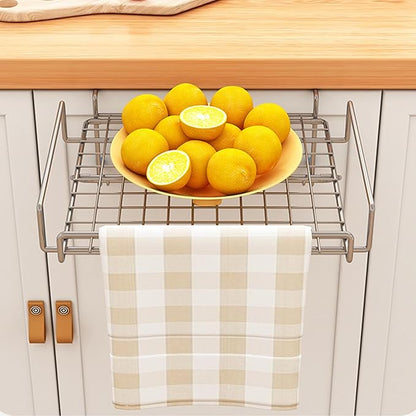 BRRNOO Cabinet Door Organizer Foldable Shelf Extender Countertop Extension Table Kitchen Countertop Extender Kitchen Workstation Extension Counter Space Shelf Stainless Steel No Drill (Original Color)