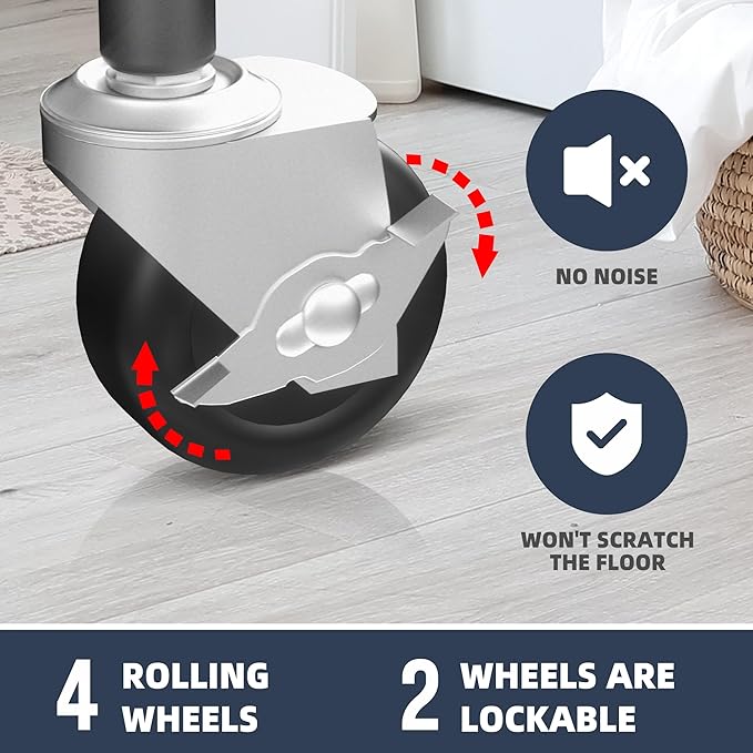 STO STO Laundry Sorter 3 Section, 3 Bag Clothes Hamper, Rolling Laundry Cart Basket with Heavy Duty Lockable Wheels and Removable Bag for Laundry Room, Bedroom, Closet, Beige