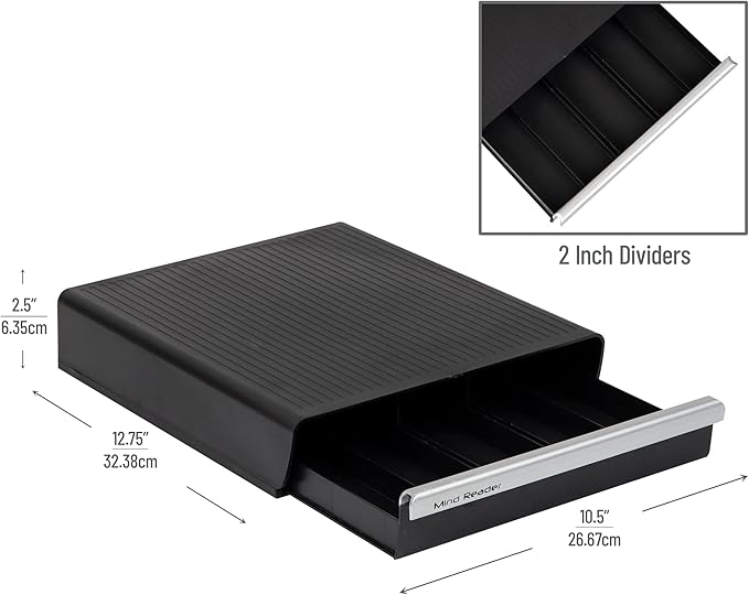 Mind Reader Single Serve Coffee Pod Drawer,30 Pod Capacity,Countertop Organizer,10.5"L x 12.75"W x 2.5"H,Black,(Pack of 12)