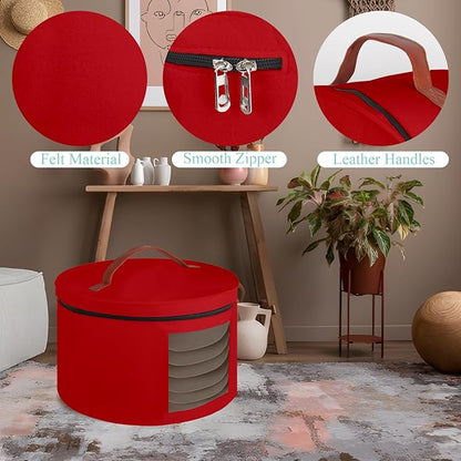 Samplife Hat Box,Hat Storage Box,Stackable Round Brim Hats Organizer Bag Container for Closet,Travel Hat Boxes for Women, Cowboy Hat Organizer, FoldableTravel Cap Boxes (07-Red, 16.5" D x 10.5" H)
