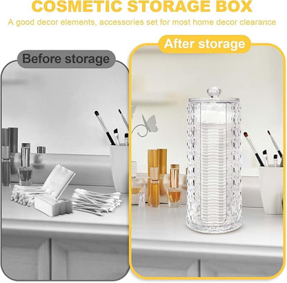 33.8oz Clear Cosmetic Cotton Pads Rounds Holder Easy Accessing Acrylic Makeup Removers Pad Organizer Dispenser with Removable Lid for Bathroom Bedroom Storage Display Rack
