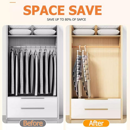 SEVEN LUCKY LIGHT 6 Tier Vertical Pants Hangers Space Saving Set of 2, Cloud Ladder Design Holds 12+ Pants, Leggings Organizers for Apartment & Small Wardrobe Storage, Dorm Room Essentials