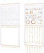 Necklace Holder Wall Mount, Hanging Jewelry Organizer, 20 Hooks & 14 Pockets, Wall Necklace Organizer With Detachable PVC Bags for Tavel, Jewelry Necklace Hanger for Bracelets,Rings Display