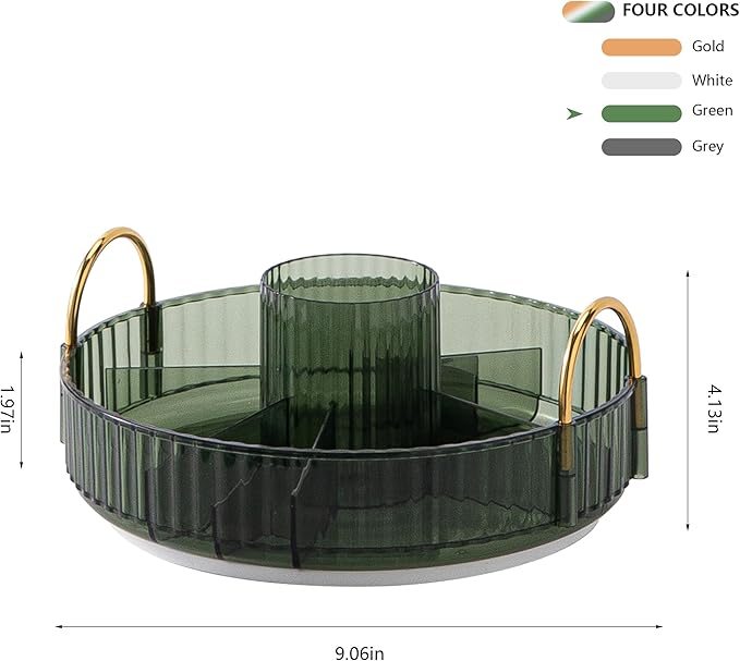 YCIA&DONE Rotating Makeup Organizer for Vanity, Large Capacity Make Up Storage Skin care Shelf Perfume Holders Cosmetic Dresser Organizer Countertop Spinning 360 (Vintage Green, 1Tier)