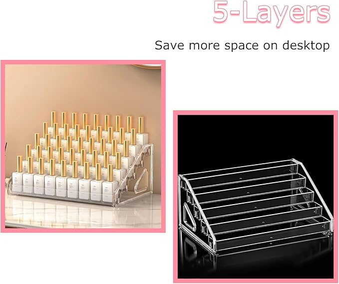 5-Tier Display Stand Rack, 2 Pack Nail Polish Organizer, Greeting Card Display Stand, Trading Card Holder for Sunglasses and Small Items