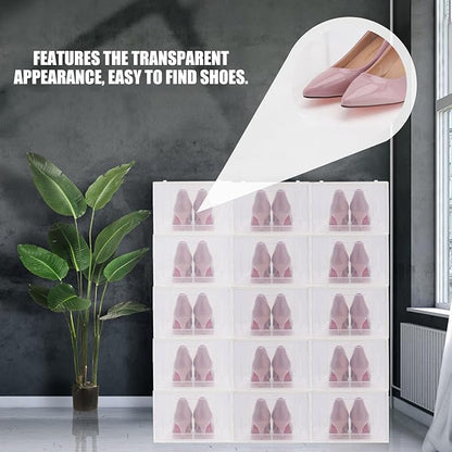 Healifty Thickened Large Shoe Storage Box with Flip Lid, Heavy-duty Plastic Household Shoe Organizer Container for Boots and Sneakers, Multipurpose Stackable Closet Storage