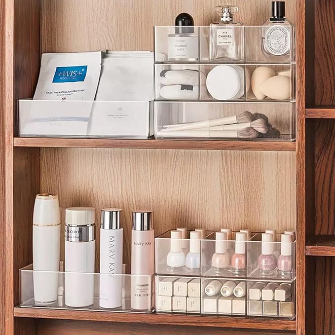Acrylic Organizers: Makeup Organizer for Drawer for Bathroom Countertop - Cosmetic Organizer for Vanity, Kitchen, Office, Makeup Storage (3-Compartment)