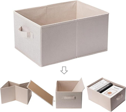 Clothings Collapsible Storage Bins, Foldable Organizers and Storage Baskets Cube Storage Bin for Bedroom Living Room (4 Pack) (Flaxen, 15.4x11.4x7.9inch)