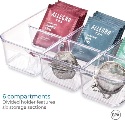iDesign Clear Tea Bag & Sugar Packet Organizer for Drawer, Cabinet or Kitchen Countertop