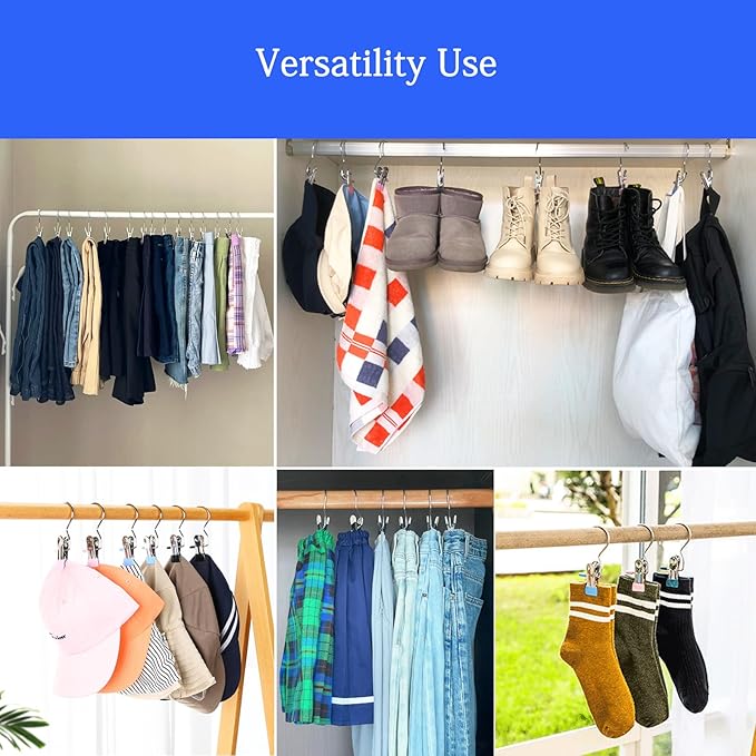 Pant Hangers with Clips, Legging Organizer for Closet, 20 Pack Clothes Drying Hangers with Clip Space Saving Hanger Closet Organizers and Storage for Skirt, Shorts, Jeans