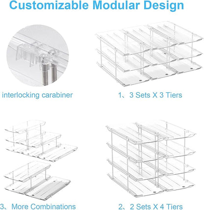 Can Organizer for Pantry,Can Holders for Pantry and Fridge,Automatic Rolling,Stackable Canned Food Organizer and Storage for Kitchen Cabinet Countertop Refrigerator Organization,3 Sets 3 Tiers