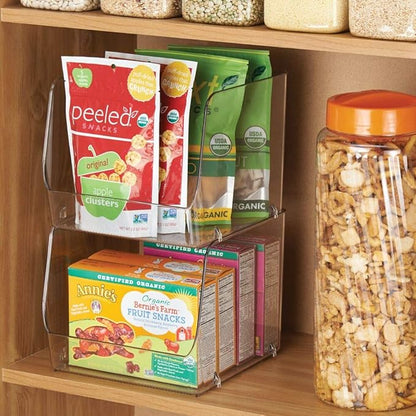 mDesign Modern Stackable Plastic Open Front Dip Storage Organizer Bin Basket for Kitchen Organization - Ligne Collection - 2 Pack - Clear