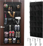 VIMALIFE Over the Door Shoe Organizer with 24 Large clear Mesh Pockets, Space Saving Shoe Holder with Metal Hooks, Hanging Rack for Closet & Door Storage, Pantry Organizer, Home Accessories