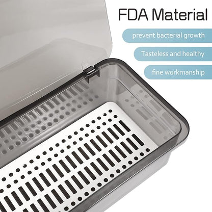 Cabilock Silverware Organizer with Lid Covered Silverware Tray for Drawer and Countertop,Uensil Drawer Organizer Flatware Storage Box for Chopsticks Spoons Forks Knives Holder