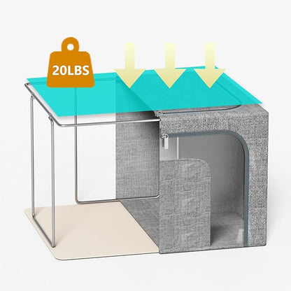 64L Large Stackable Storage Bins with Metal Frame (4 Pack), Foldable Fabric Clothes Organizer with 2 Clear Windows & Reinforced Handles, Dual-Opening Storage Containers for Closet, Underbed, Grey