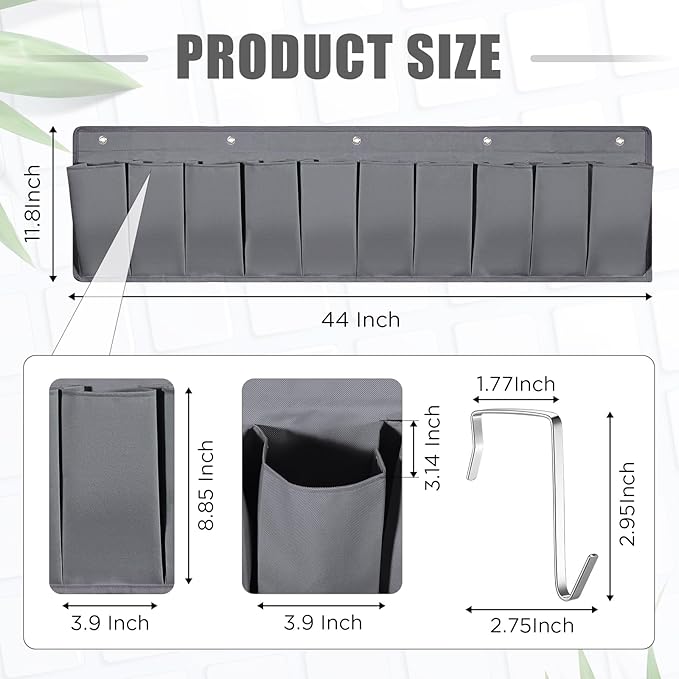 Berlune 2 Pcs RV Shoe Storage Pockets Bed 44.1 Inches Hanging RV Organizer with 10 Sturdy Hooks for Shoes Toys Tools Accessories(Gray)