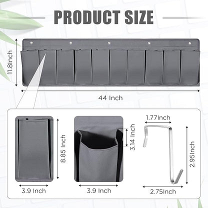 Berlune 2 Pcs RV Shoe Storage Pockets Bed 44.1 Inches Hanging RV Organizer with 10 Sturdy Hooks for Shoes Toys Tools Accessories(Gray)