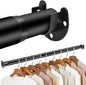 Adjustable Closet Rod - 17 to 84 Inch Heavy Duty Tension Rod for Hanging Clothes, Black Curtain Rod Ideal for Closets, Wardrobes, Bathrooms, and Laundry Rooms (17-57IN)