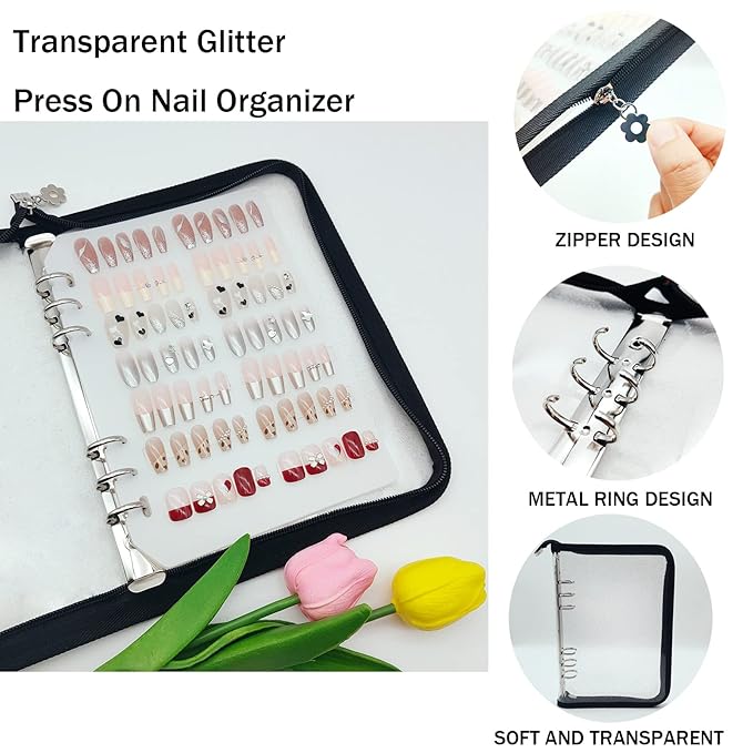 Press On Nail Organizer 10 PCS Clear Empty Press On Nail Storage Press On Nail Packaging for Fake Nail Storage Nail Display Nail Salon Press On Nail Supplies Organizer with Nail Tape