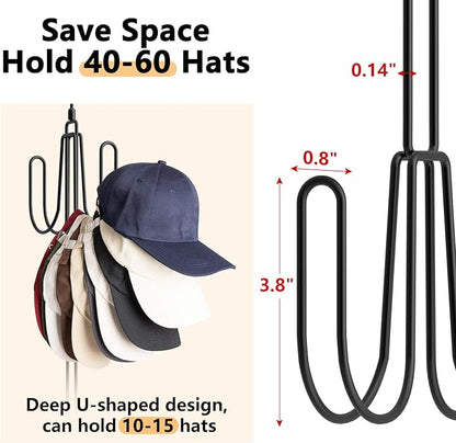 NANATI Hat Hangers for Closet, Stainless Steel Hat Organizer, Hat Racks for Baseball Caps, Cap Organizer for Baseball Caps, 2 Pack