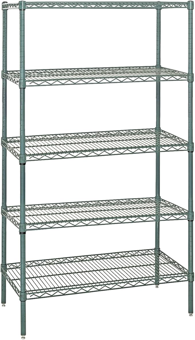 QUANTUM STORAGE SYSTEMS WR86-3036P-5 Starter Kit Wire Shelves Green Epoxy 5 Shelves 86" H x 36" W x 30" D
