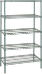 QUANTUM STORAGE SYSTEMS WR86-3036P-5 Starter Kit Wire Shelves Green Epoxy 5 Shelves 86" H x 36" W x 30" D