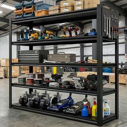Garage Shelving Units,59" Wide Heavy Duty 5-Tier Metal Storage Shelf with Adjustable Shelves,3000lb Capacity Industrial Shelving for Garage Organization,Basement Storage,WorkshopWarehouse