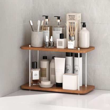 Bathroom Counter Organizer,Bathroom Shelf Organizers & Sink Organizer,Vanity Organizers,Storage Skincare,Makeup,Perfume,Spices,Coffee Station,for Corner,Dresser,Kitchen,Adjustable Height(2Tier)