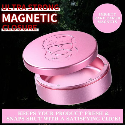 3.0inchBEIJIATE Magnetic Metal Can, Holder, Metal Container, Carved Tin with Magnetic Closure, Aluminum Container, Slim Pouch Can, zyn metal can,zyn container Storage Box Set (Pink)
