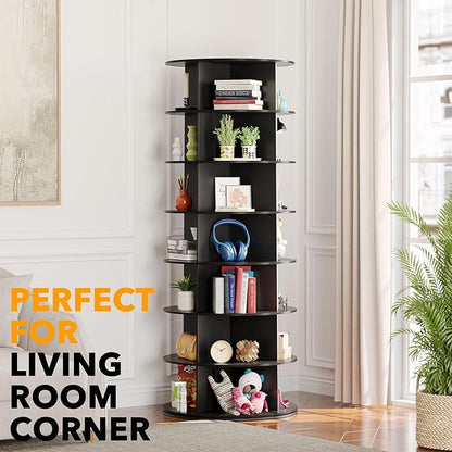 SpaceAid Black 7-Tier Spinning Rotating Shoe Rack Organizer, Shoe Display Tower Lazy Susan, Revolving Shoes Rack StorageOrganization, 360 Vertical Bags Holder Rotate Organizer