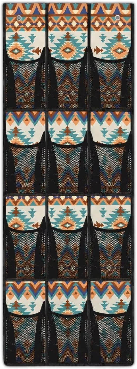 Geometry Over The Door Shoe Organizer Mesh Fabric Door Hanger Organizer for Farmhouse Space Saving Shoe Holder Hanger Large Pockets Wall Hanging Storage for Closet