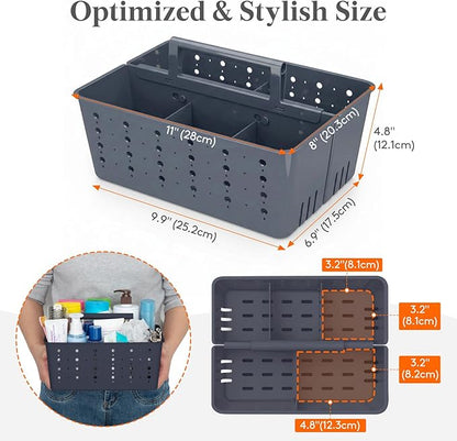 Lifewit Shower Caddy Portable, Cleaning Supplies Caddy Organizer with Handle and Adjustable Dividers, Plastic Shower Basket for Dorm Room Essentials, College, Bathroom, Slate Blue, 1 Pack
