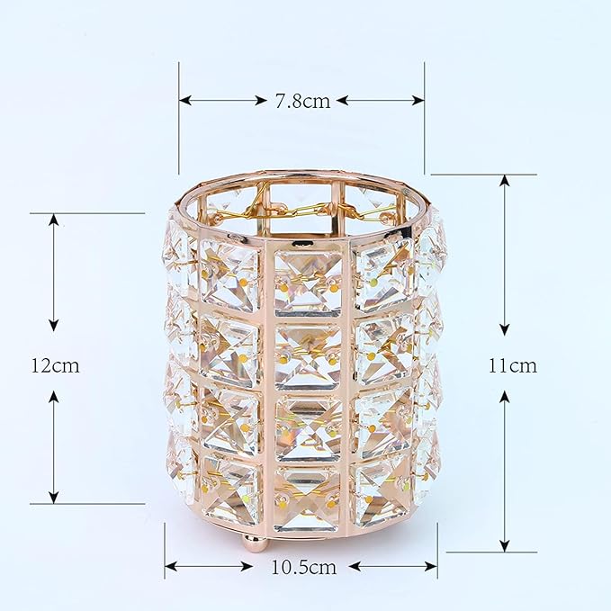 LUGUNU Makeup Brush Holder Organizer Crystal Vanity Decor Bling Personalized Comb Brushes Pen Storage Box Container (Gold 1 Pack)