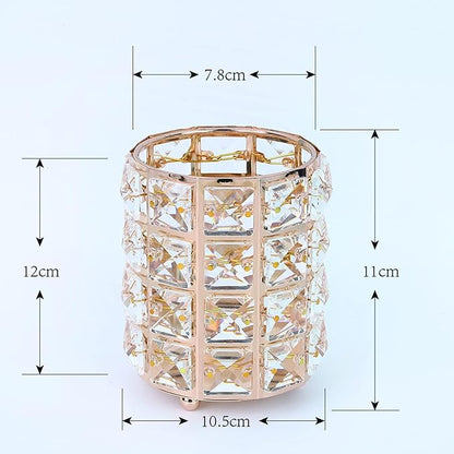 LUGUNU Makeup Brush Holder Organizer Crystal Vanity Decor Bling Personalized Comb Brushes Pen Storage Box Container (Gold 1 Pack)