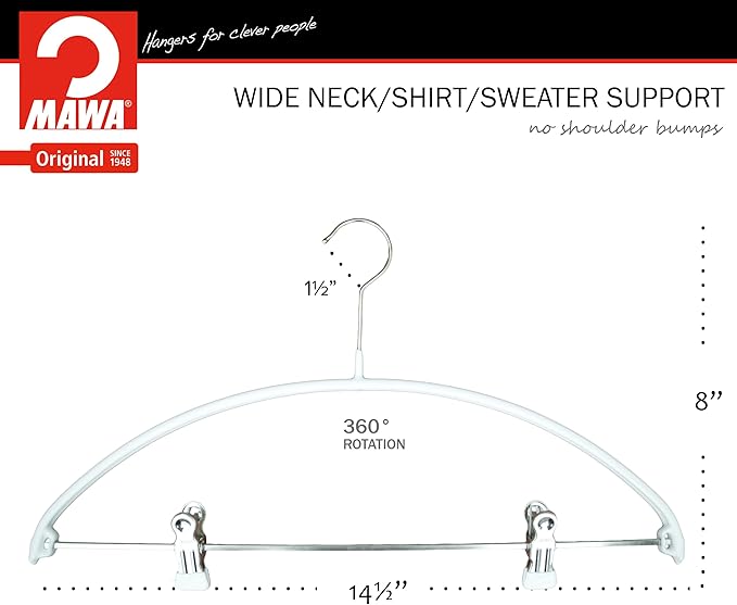 Mawa Narrow Petite Clothing Hangers, Steel Hanger with Non-Slip Coating, for Shirts, Dresses, Suits, Pants, Skirts, Camisoles, Jackets, 360-degree Rotatable Hook