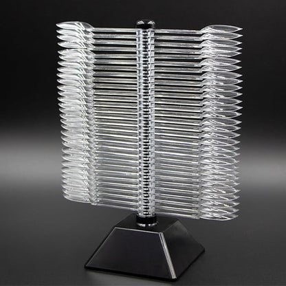 60 Sticks Nail Art Color Chart Display Stand Spiral False Nails Display Shelf Practice Tools For Solon Nails Polish Gel Show (White Base, Clear Oval)