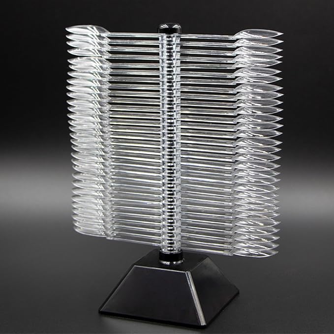 60 Sticks Nail Art Color Chart Display Stand Spiral False Nails Display Shelf Practice Tools For Solon Nails Polish Gel Show (Black Base, Clear Oval)