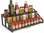 3 Tier Expandable Spice Rack Organizer for Kitchen，13.7"-23.6" Expandable Spice Organization Shelf,Metal Pantry Storage Shelves Racks,Space Saving for for Pantry, Counter top (Patent Pending)
