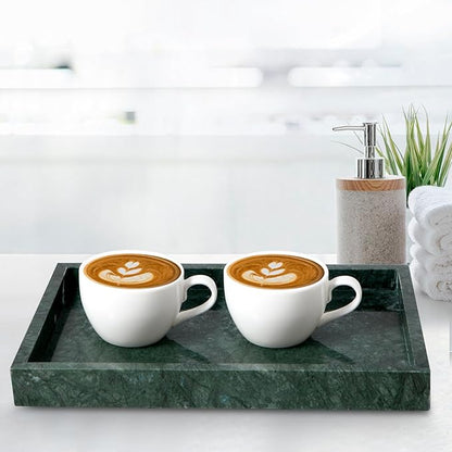 Elegant Green Marble Tray for Bathroom, 12" x 8" x 1.2" Natural Marble Serving Tray for Kitchen & Home Decor – Natural Marble Vanity Organizer