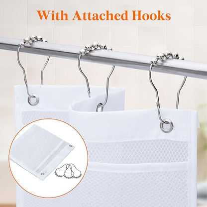 Lifewit Cruise Essentials Shower Caddy Must-Have, 7 Pockets Hanging Bathroom Organizer with Quick-Dry Mesh, Portable Shower Bag to Storage Soap, Shampoo, for RVing, Travel, Camping, White, 1 Pack