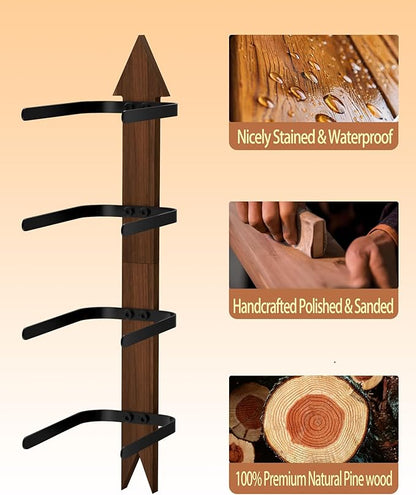 Hongmed Cowboy Hat Rack Wall Mount, Solid Pine Wood Hat Holder for Wall Holds 4 Hats, Western Style Arrow Design Hat Storage Hanger for Display and Organization, Handcrafted Hat Rack for Cowboys