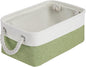 Storage Baskets for Shelves 11.8x7.9x5.2 Inch, Foldable Fabric Storage Bins with Handles, Small Storage Baskets for Organizing Closet, Office, Home Organization (1-Pack, White&Green)