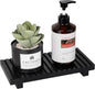 Bathroom Tray Rustic Farmhouse Bathroom Decor Wood Display Stand Riser Kitchen Soap Dish Holder for Vanity, Countertop, Sink, 11 * 5.5 Black