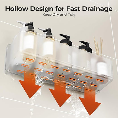 Orimade Shower Caddy 3-Pack, No-Drill Adhesive Shelves for Bathroom, Rustproof ABS Storage Organizer Set, Clear