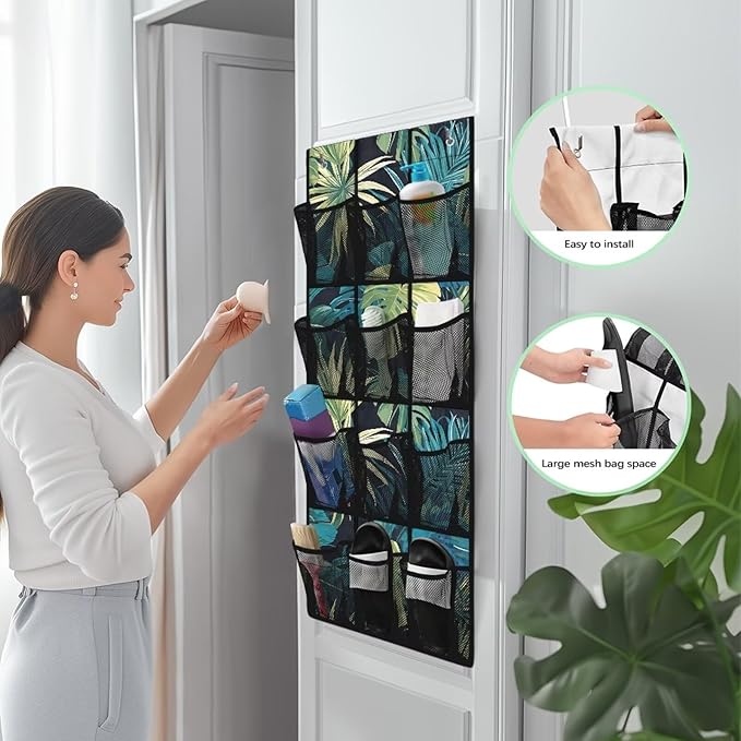 Palm Leaves Over the Door Shoe Organizer,Shoe Organizer Door Hanger,Shoes Hanger Storage Organizer Bag for Bedroom