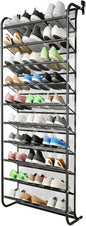 AQQHSAIN 10 Tier Over The Door Shoe Organizer Wall Shoe Shelf Shoe Holder Door Shoe Rack for Closet Pantry Hanging Shoes Clothes Toys Storage Shelves (Black)