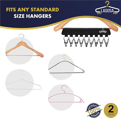 LASOSA Hat Organizer for Closet, Set of 2 - Space-Saving Cap Rack for Baseball Hats, Beanies, Scarves and More - Portable, Adjustable and Easy to Install - Premium Quality, Durable Design (Black)