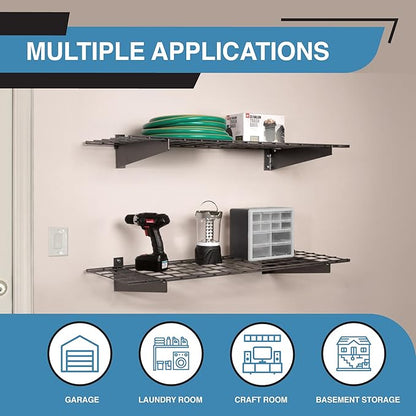 Hyloft 00967 2-Pack Heavy Duty Steel Garage Shelving, 45”x 15” Wall Mounted Shelve,Max Shelf Load 200 Pounds, White Powder Coated