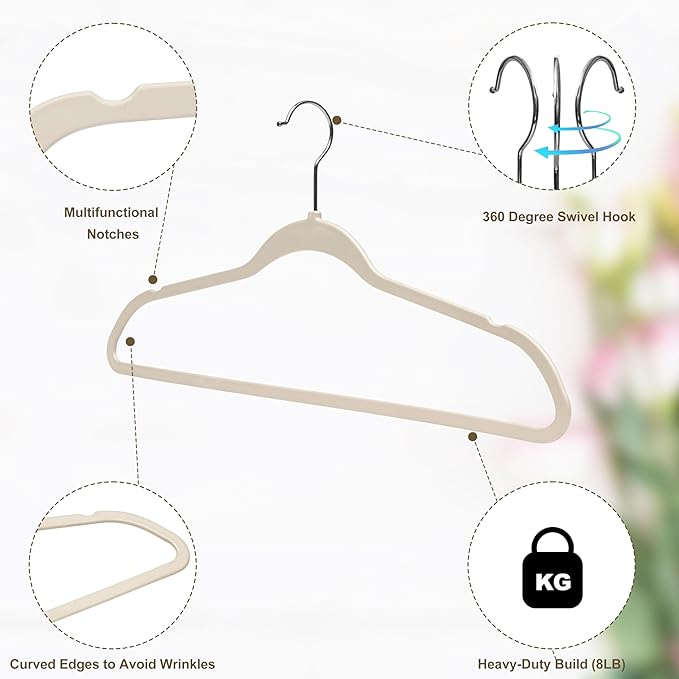 Quality Hangers 10 Pack Slim Plastic Hangers for Clothes - 16.5" Won't Crease Your Clothes, Heavy Duty Non-Velvet Black Hangers, 360° Swivel Chrome Hook Dresses Coats Shirts (10, Ivory)